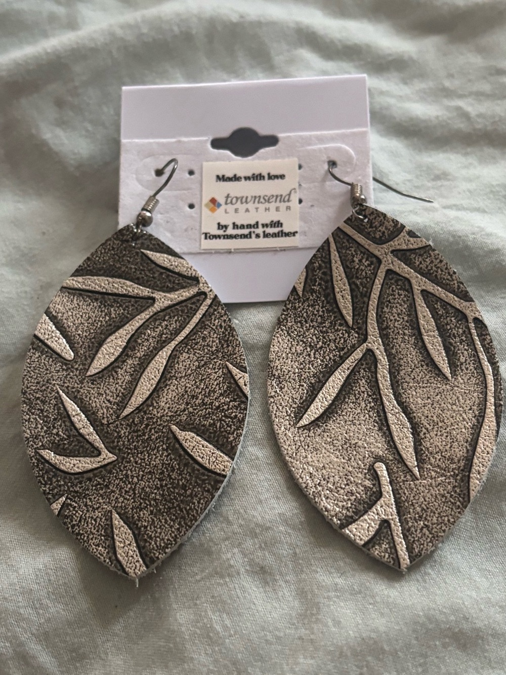 Leather Feather Earrings
